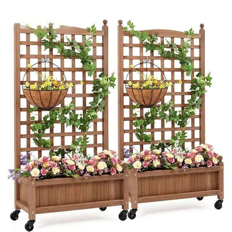 Large elevated planting garden bed box wooden outdoor flower pot elevated garden bed