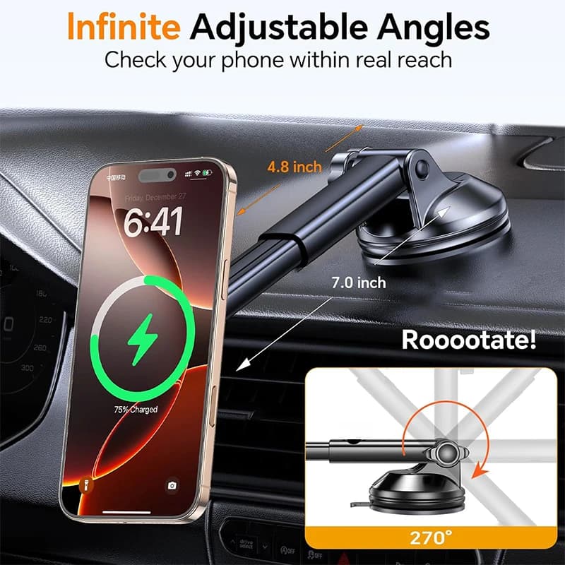 UYUXIO Dashboard Adapter for 15W Wireless Car Charger Adapter Magnetic Phone Holder for Fast Charging Car for iPhone 16 15 14 13 12