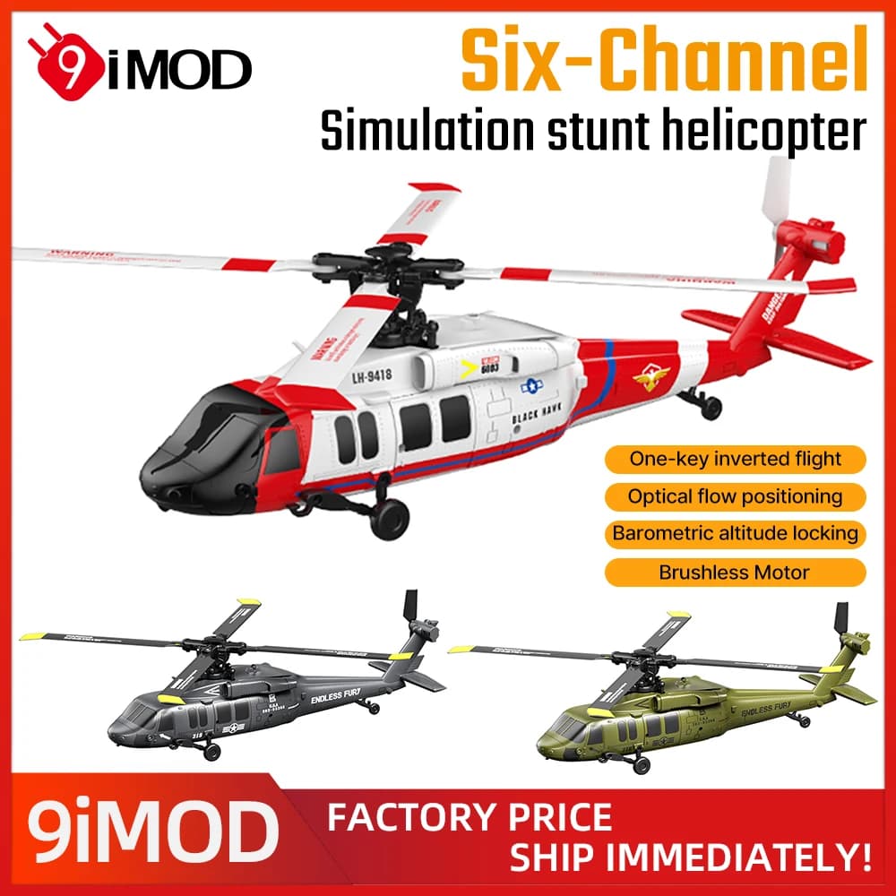 Elicottero RC a 6 Canali 9IMOD JJRC-U9901 con Motore Brushless, Mantenimento dell'Altitudine e Decollo con Un Solo Tasto