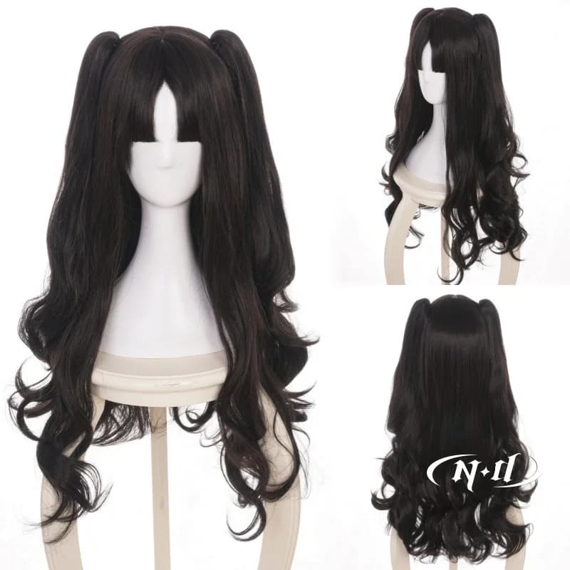 ND Rin Tohsaka Cosplay Wigs Anime Fate/stay night Red Devil Long Brown Double Tail Hair Cosplay Wigs for Halloween Party Coser