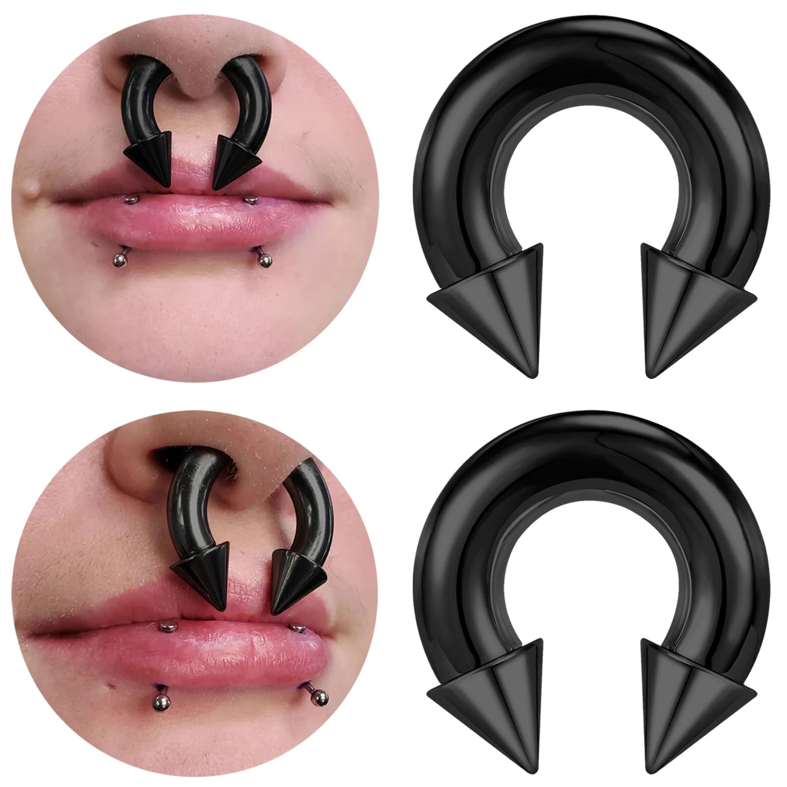 1/2 Pcs Large Size Surgical Steel Nose Septum Ring Horseshoe Ear Gauge Drain Plug Gauge Body Piercing 12g-00g