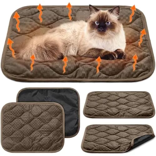 Set di 4 Tappetini Autoriscaldanti per Gatti, Cuscino Termico Autoriscaldante per Animali Domestici, Lavabile, per Gabbie di Cani, Tappetino Riscaldante per Cani, Coperta Non Tessuta