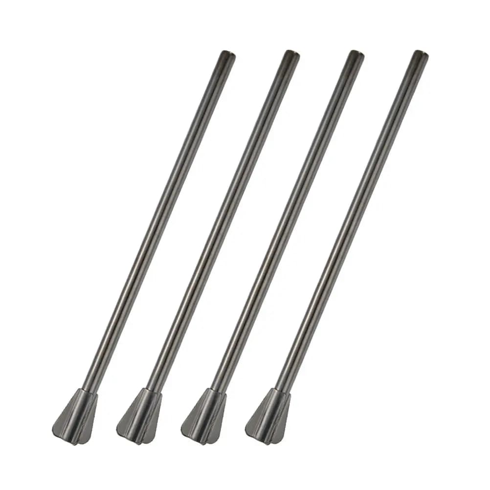 Set di 4 Cannucce in Acciaio Inox con Cucchiaio, Doppio Uso come Mescolatore e Cannuccia Riutilizzabile per Bevande, Cocktail, Frullati, Escursioni all'Aperto