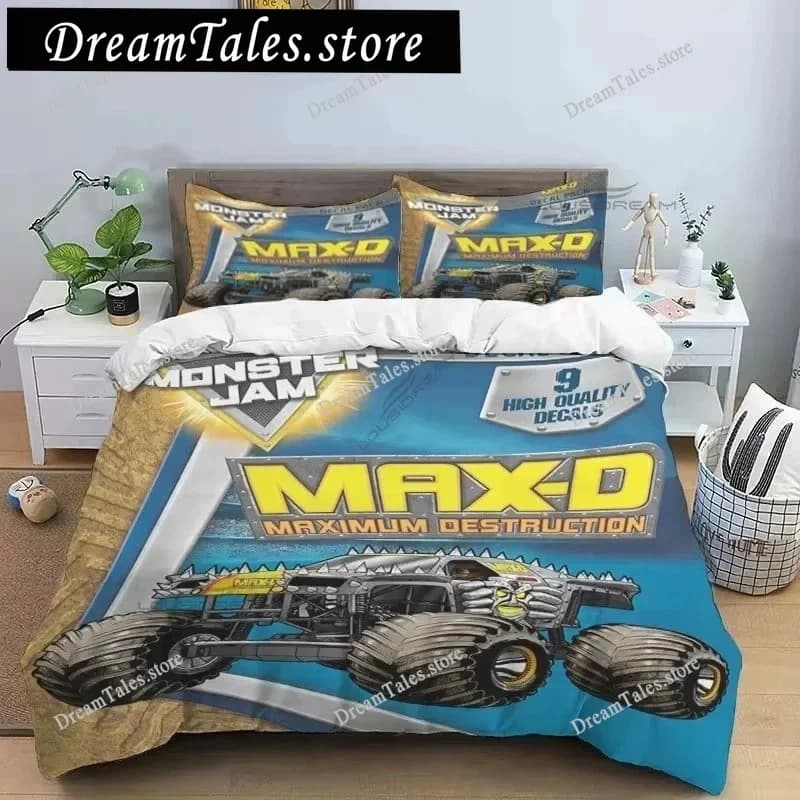 Set di Biancheria da Letto 3D Monster Truck Monster Jam, Copripiumino con Federe, Misure Singolo, Matrimoniale, Queen, King per Ragazzi e Adulti