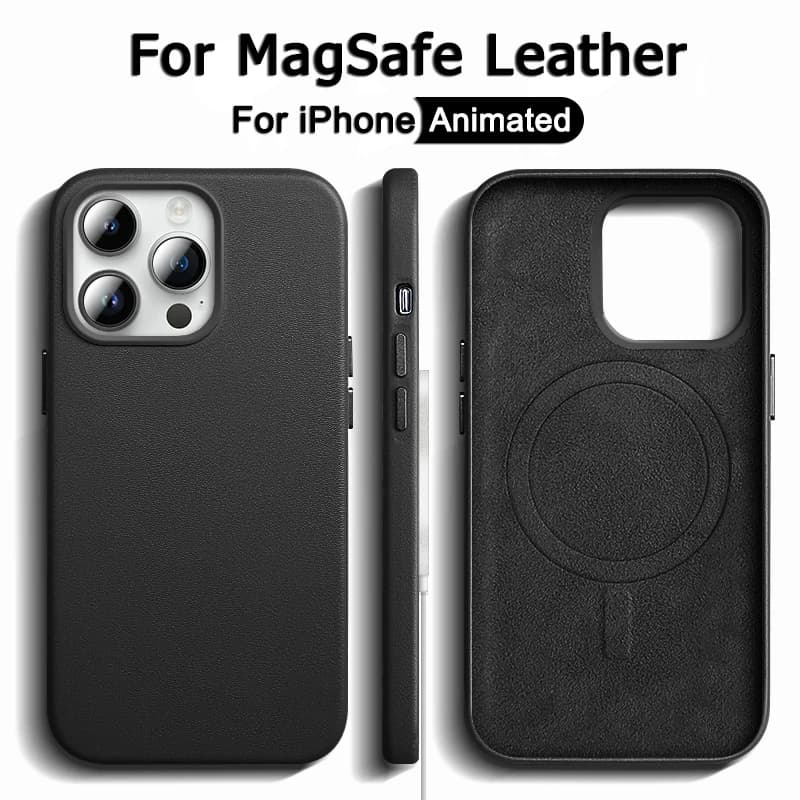 Originale per Magsafe Animation Custodia in pelle per iPhone 13 Mini 14 15 16 Pro Max Plus magnetica Ricarica senza fili Copertura antiurto
