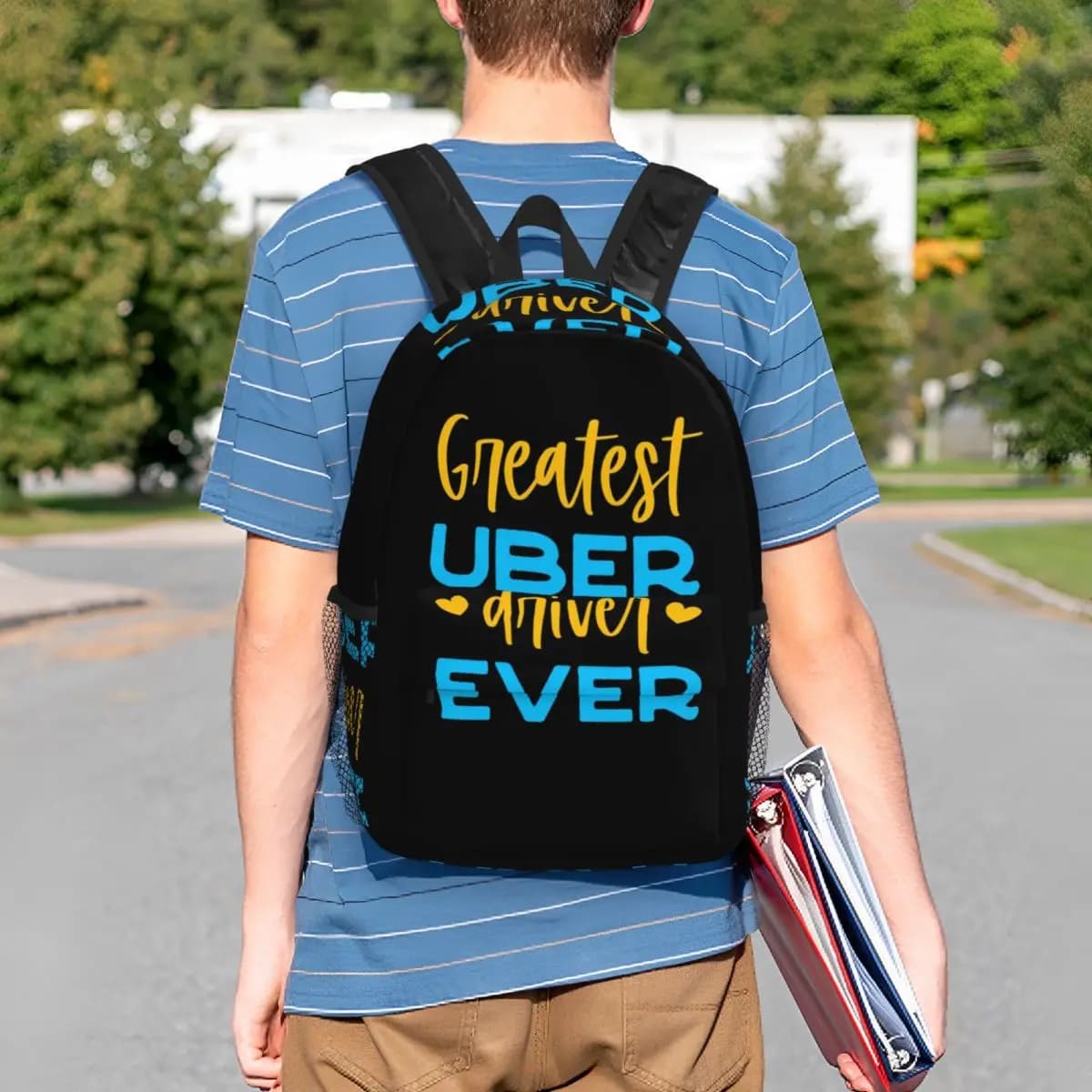 Greatest Uber Eats Driver Ever Rideshare Car Driving Backpack Student BookBag Men Women School Bag Laptop Shoulder Bags