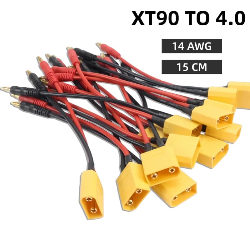 Cavo di ricarica XT90 da 1/5 pezzi a connettori banana da 4,0 mm, cavo caricabatterie in silicone 14AWG da 15 cm per batteria Lipo RC IMAX B6 B6AC