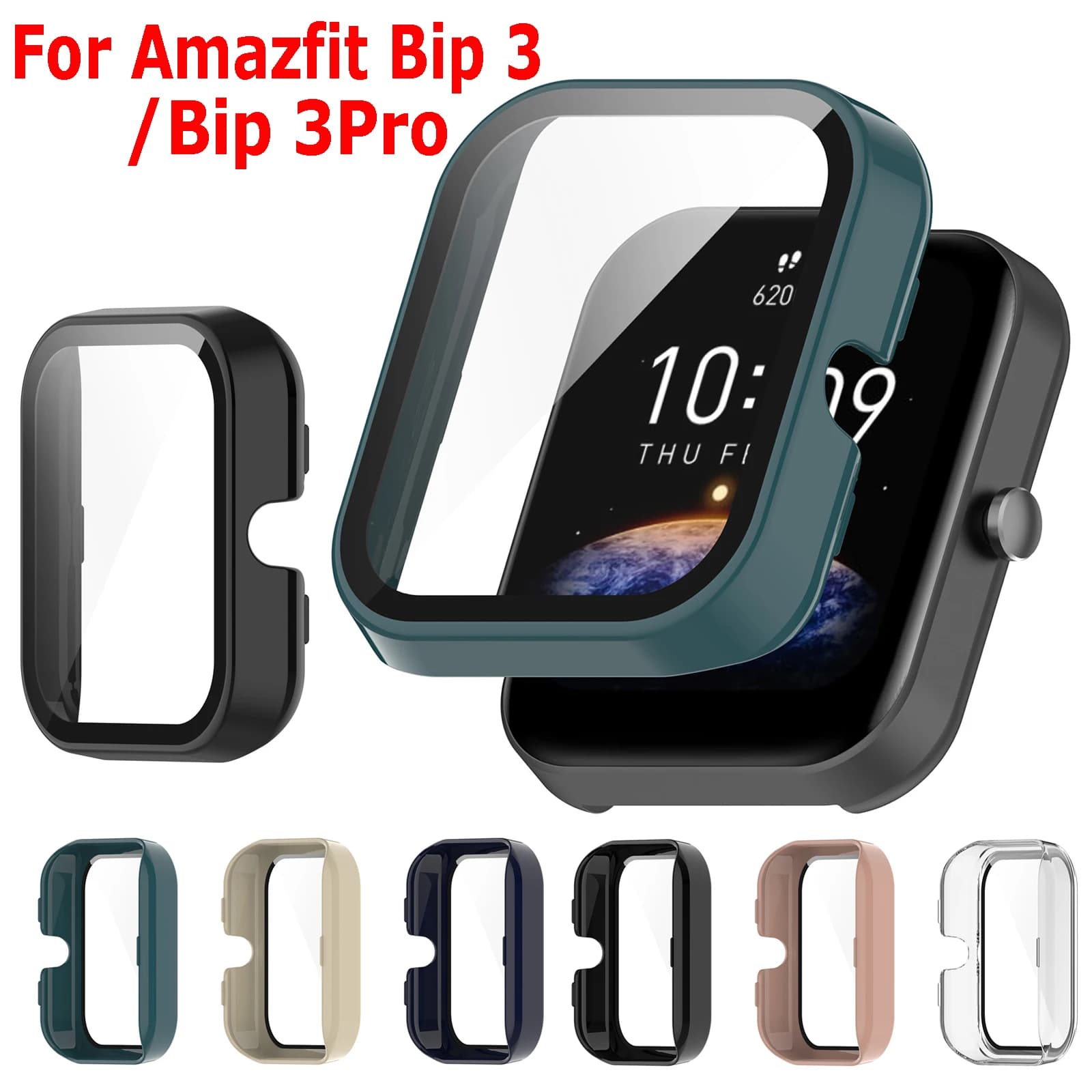 Vetro temperato + custodia per Amazfit Bip 3/Bip 3 Pro Accessori Copertura protettiva Paraurti Shell Telaio Protezione schermo antigraffio