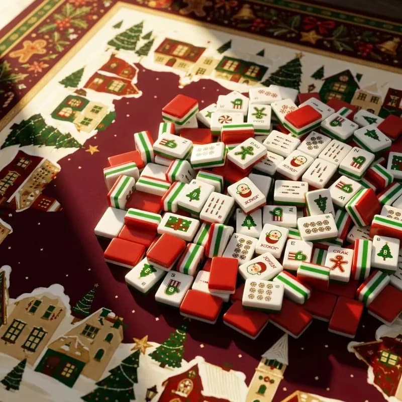 Gingerbread Man Frame Christmas Mahjong 30x23x13mm, Acrylic 160 Pieces, Santa Claus Christmas Tree Holiday Gift Set
