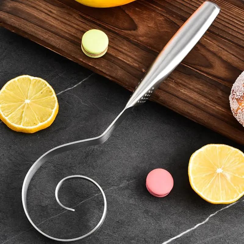 1PC Stainless Steel Dough Whisk 26cm Manual Bread Mixer Non-Slip Handle Kitchen Tool For Home Bakery Pizza Pastry Making