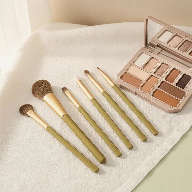 7 PCS Green Makeup Brushes Set Fluffy Eye Shadow Women Cosmetic Brush Eyeliner Eyelid Highlighter Beauty Soft Make Up Tools Bag