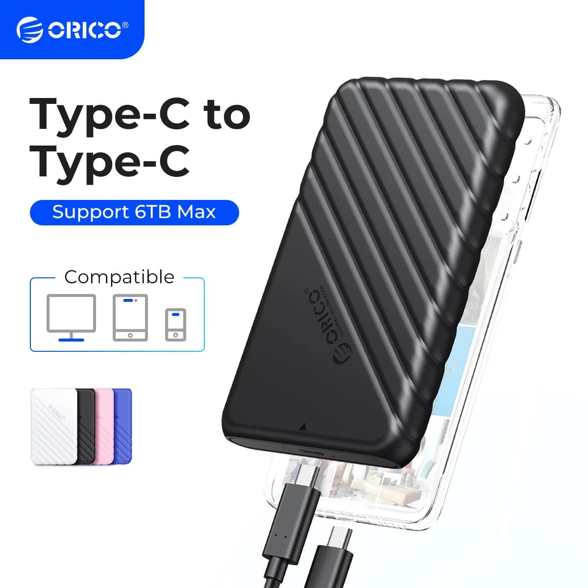 ORICO MicroB USB3.0 Custodia per HDD di archiviazione esterna da 2,5" SATA 5Gbps HDD SSD Custodia per disco rigido Supporto UASP per PC portatile