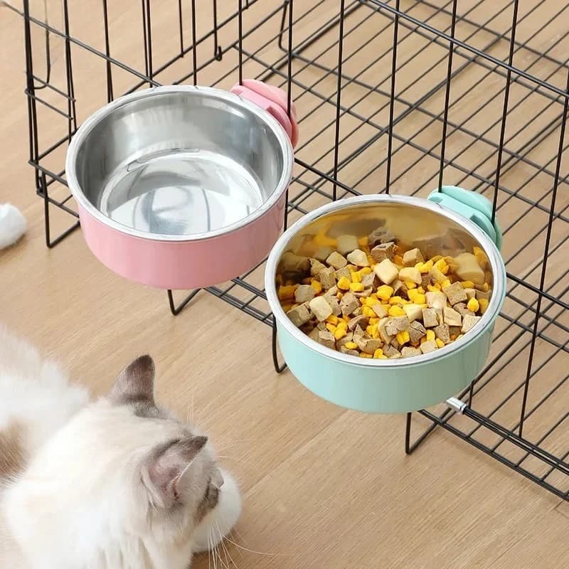Ciotole per Cani e Gatti in Acciaio Inossidabile, Ciotola Sospesa Rimovibile per Alimenti e Acqua, Accessori per Gabbie