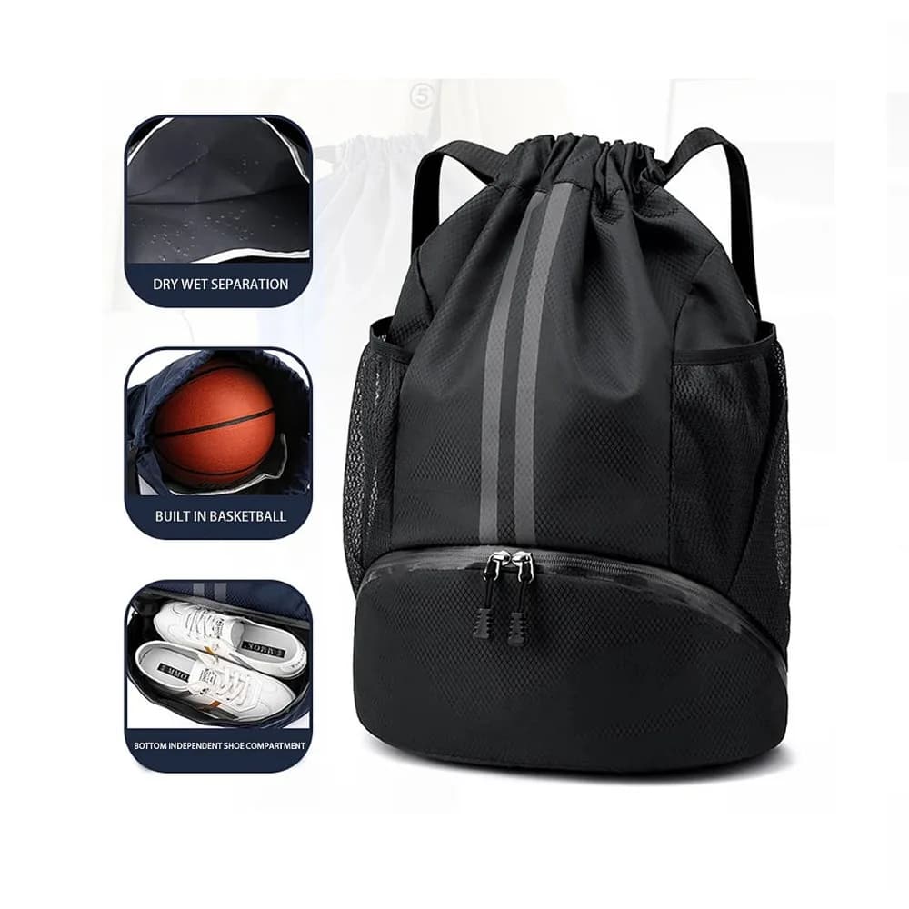 Borsa da basket, borsa da nuoto, borsa da donna con separazione asciutto/bagnato, zaino sportivo, zaino con coulisse per allenamento e fitness