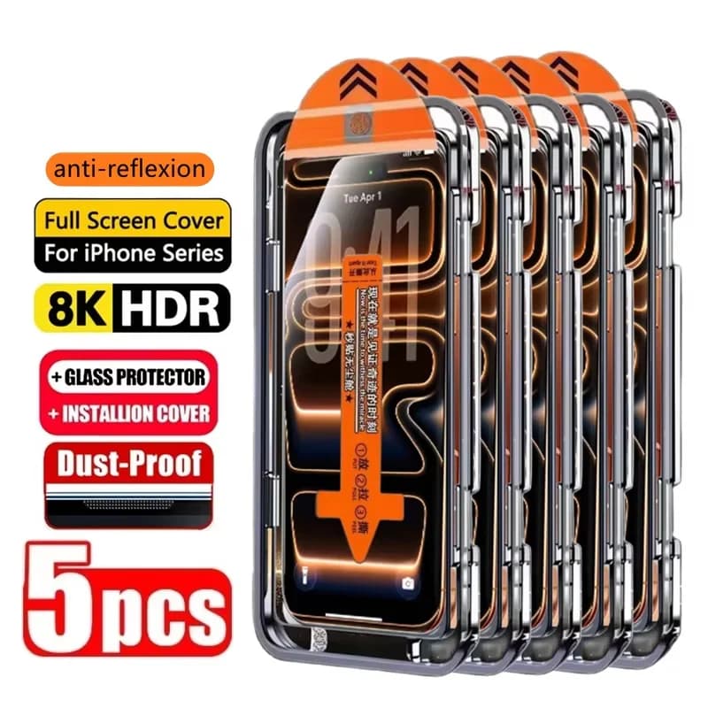 1-5 Pieces Protective HD Film Easy to Install for iPhone 17 Pro Max 15 16 13 11 14 16 12 Mini X X Xs 7 8 Plus Air Tempered Glass