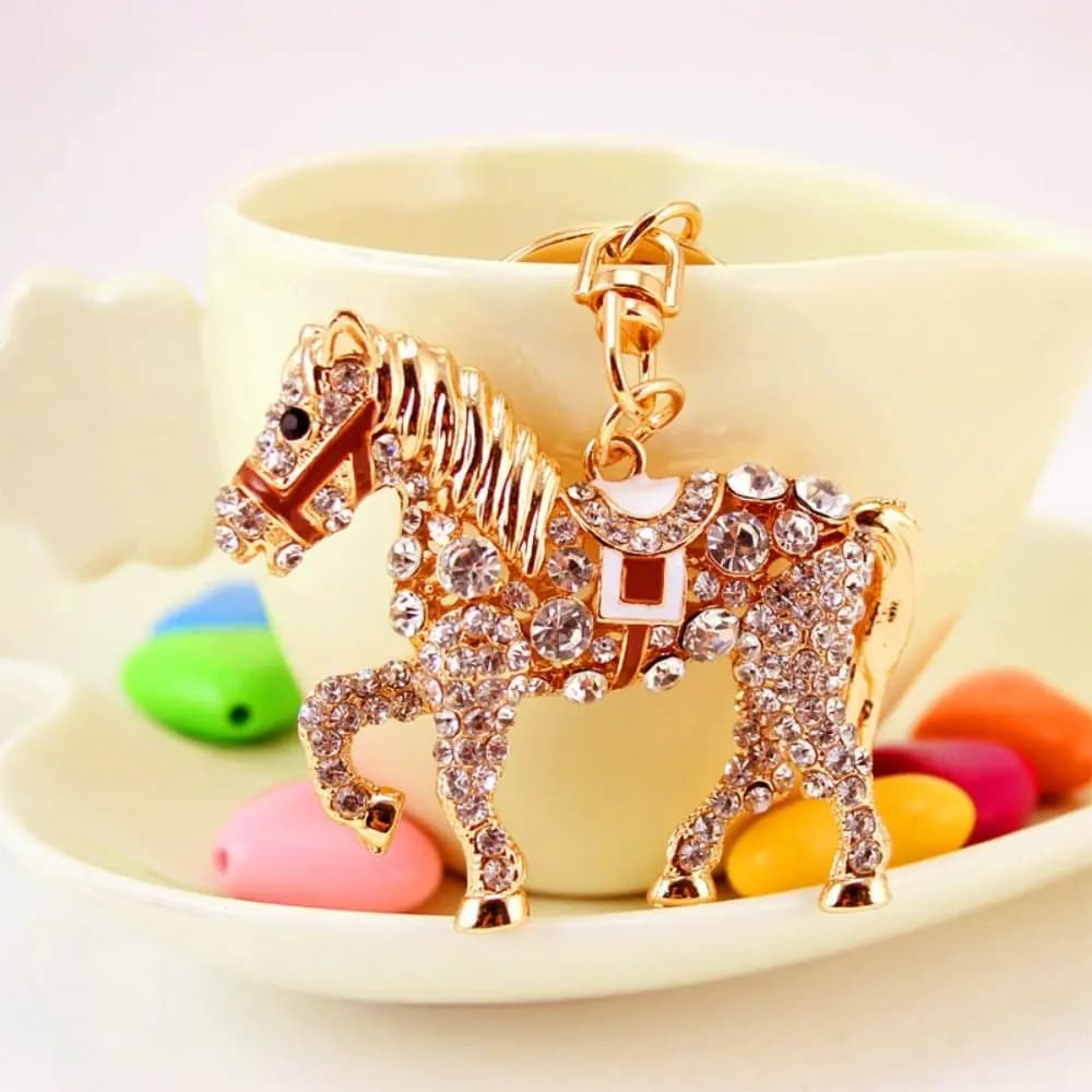 Portachiavi di Lusso in Metallo a Forma di Cavallo con Strass Colorati Scintillanti, Ciondolo a Cavallo, Portachiavi Mascotte Animale per Donna e Uomo