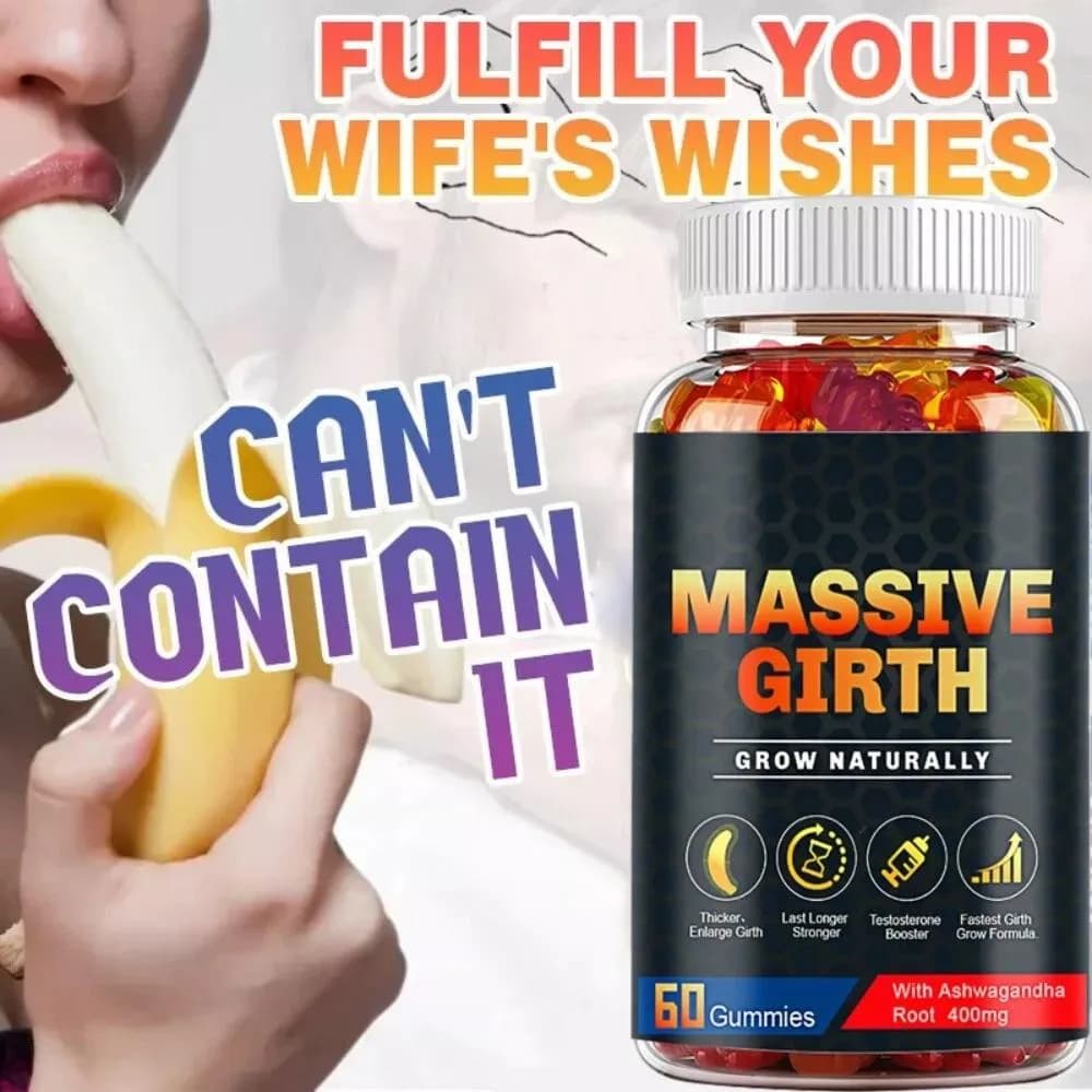 MASSIVE GIRTH GROW NATURALLY Integratori Alimentari per la Salute Maschile, Vitamine e Supplementi in Gommose, Essenza Vegetale, Fibre Alimentari