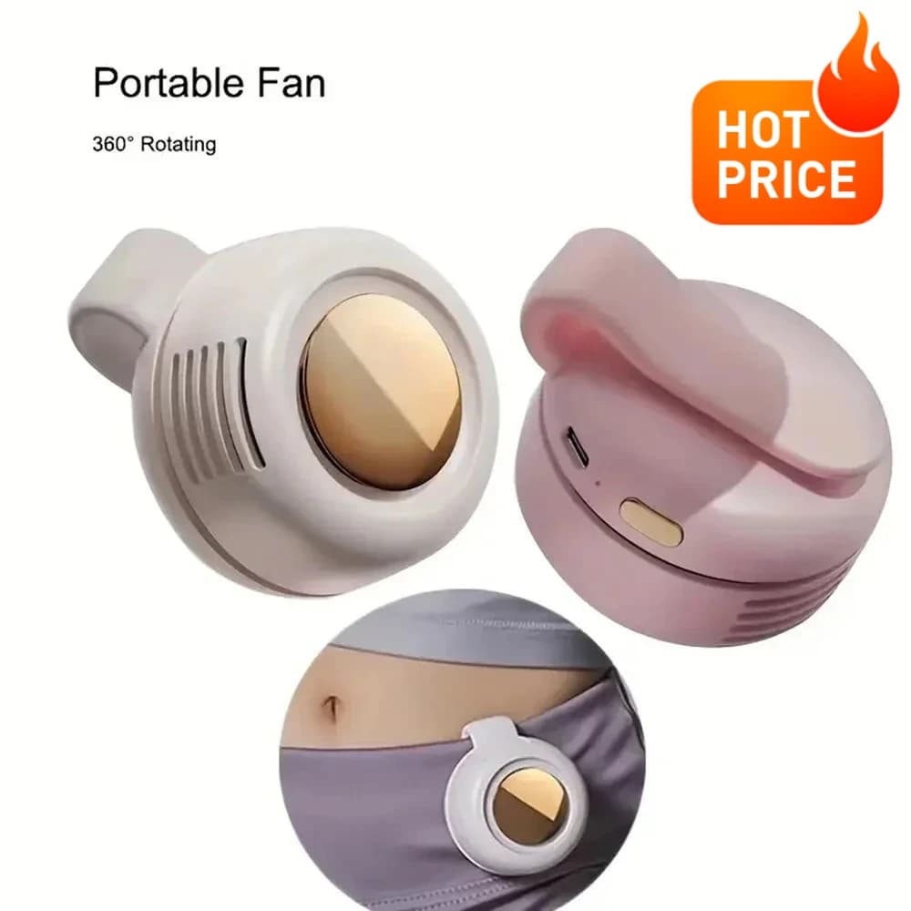 Ventilatore senza pale Whirlwind con design portatile a pulsante, ricarica USB, mini ventilatore silenzioso portatile per casa e viaggi all'aperto