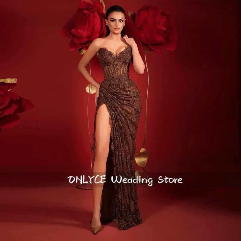 Modern Evening Dresses for Women with Appliques High Slit Sleeveless Mermaid Party Gown Robes De Soiree Customized