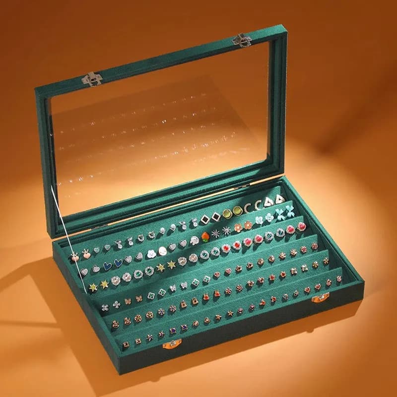 Portagioie di grandi dimensioni organizzatore donna anello collana portagioie portagioie orecchini braccialetto trasparente vassoio Display accessori