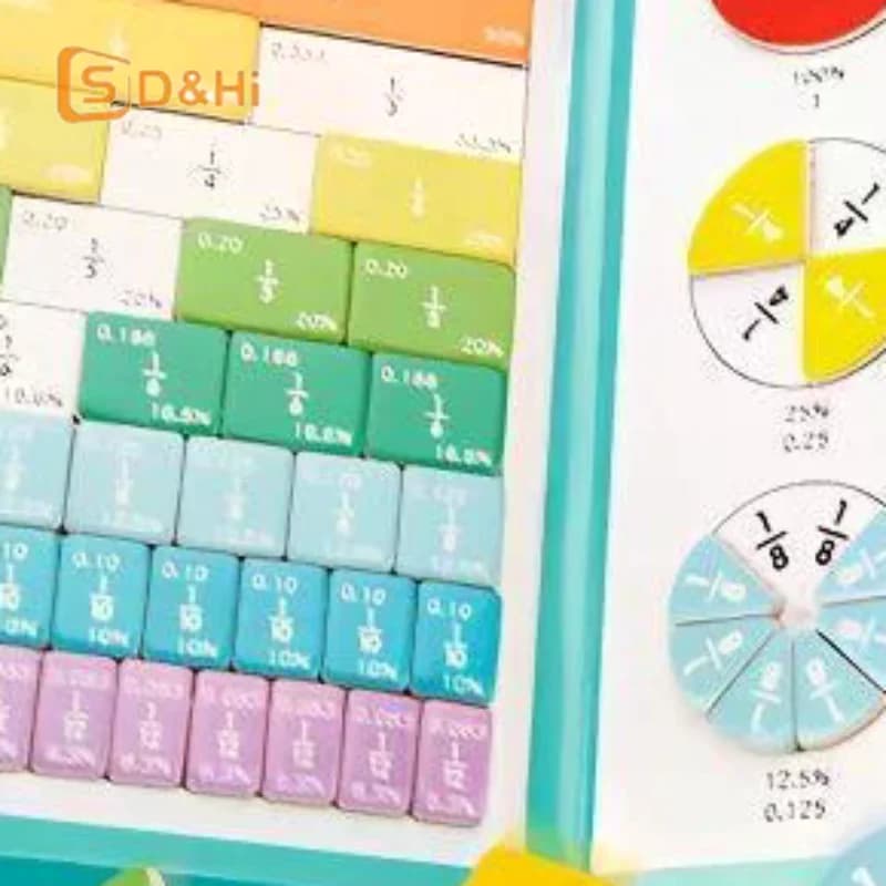 Magnetic Fraction Tiles Set for Math Lessons with Student Friendly Demonstration Book for Classroom Home