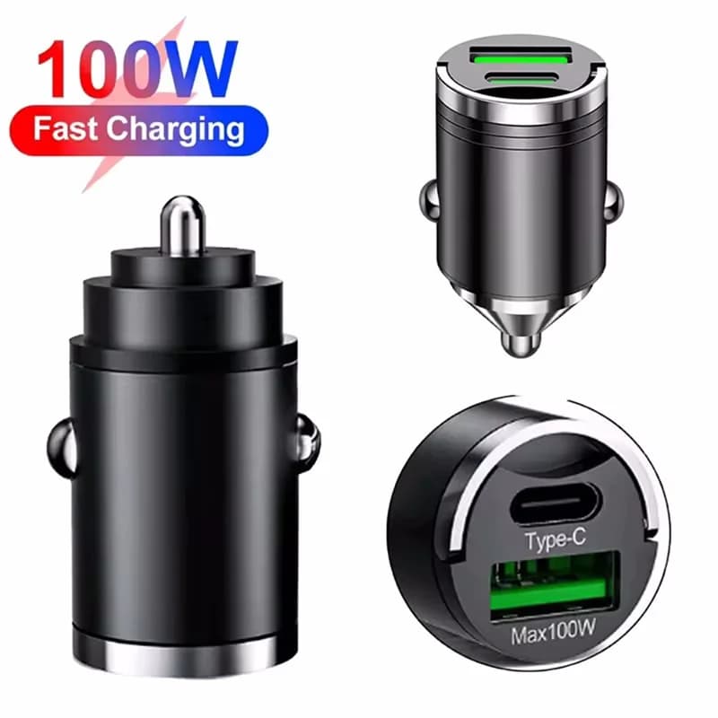 Caricabatterie da auto USB PD da 100W con ricarica rapida QC 3.0, adattatore USB Type-C per cellulari iPhone, Samsung, Xiaomi, Huawei
