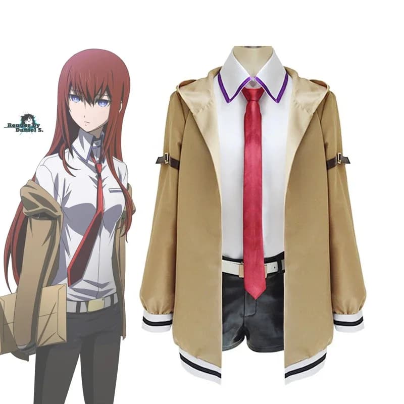 Anime Steins Gate Makise Kurisu Uniforme Vestito Costume Cosplay Christina Giacca a vento Camicia Pantaloncini Donna Costume di Halloween