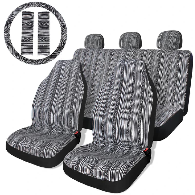Coprisedili per AUTO a righe AUTO PLUS Set completo con cuscinetti per cinture di sicurezza coprivolante coprisedili lavabili universali per AUTO