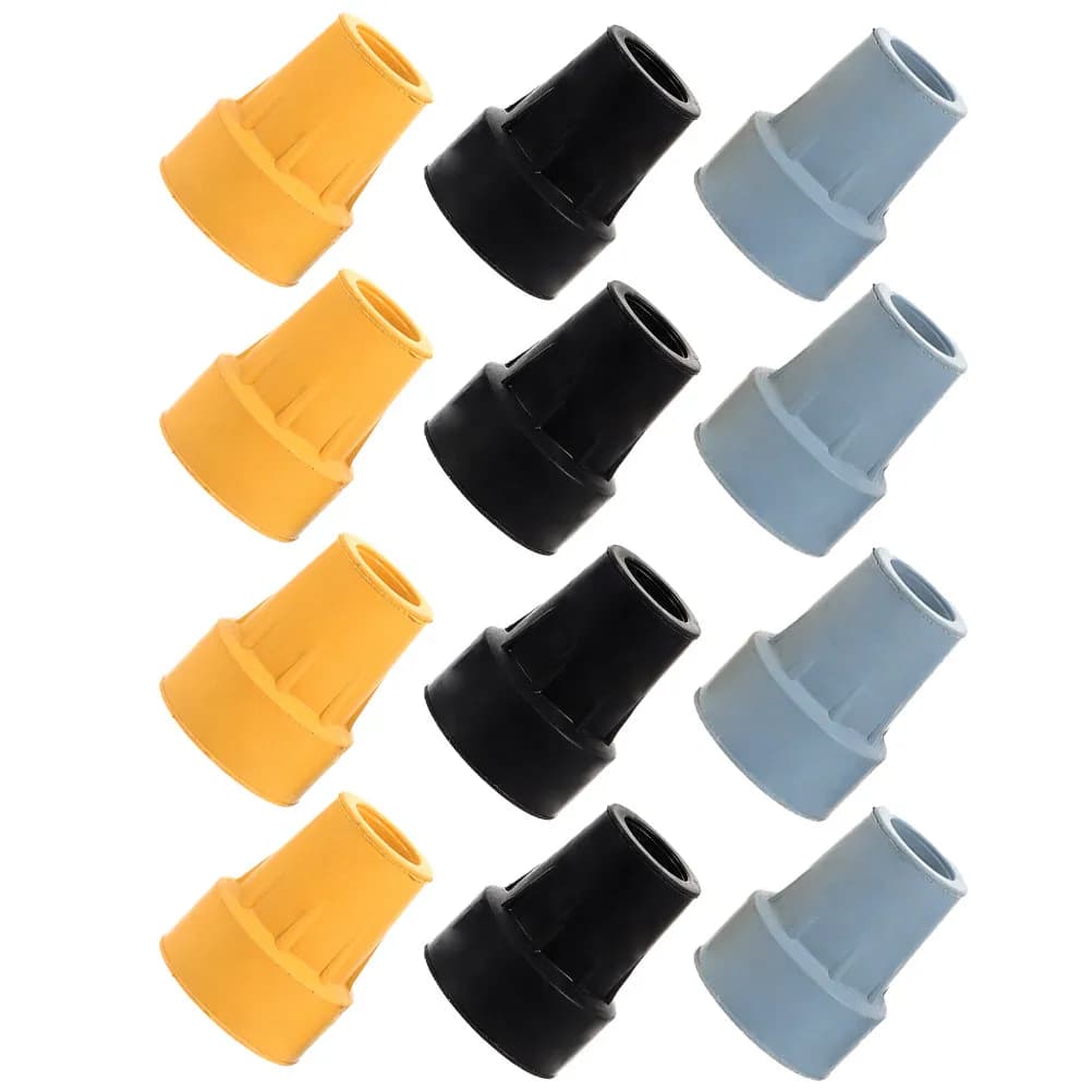 12Pcs Crutch Tips Walking Cane Tips Non-Slip Trekking Pole Foot Covers for Stability Elderly Safety Hiking Climbing Walking