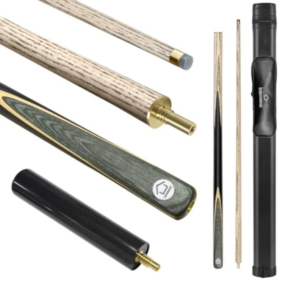 Stecca da Biliardo Snooker 18oz 1/2 Pezzi 57 Pollici con Prolunga, Borsa in Similpelle, Stecca Durevole in Legno di Frassino