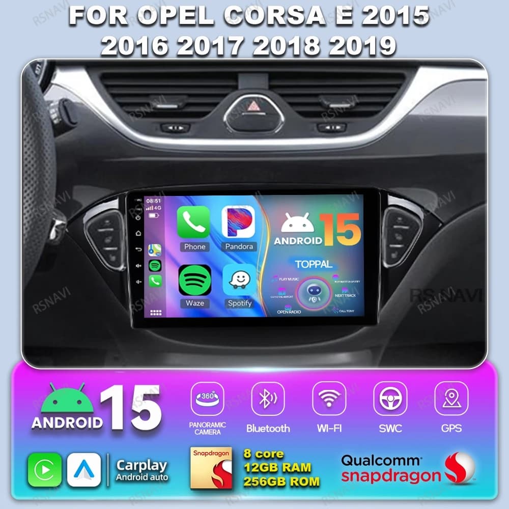 Car Radio Android 15 Car Radio For Opel Corsa E 2015 - 2017 2018 2019 Qualcomm Wireless AI Voice Stereo 8 Core WIFI+ 4G LTE IPS