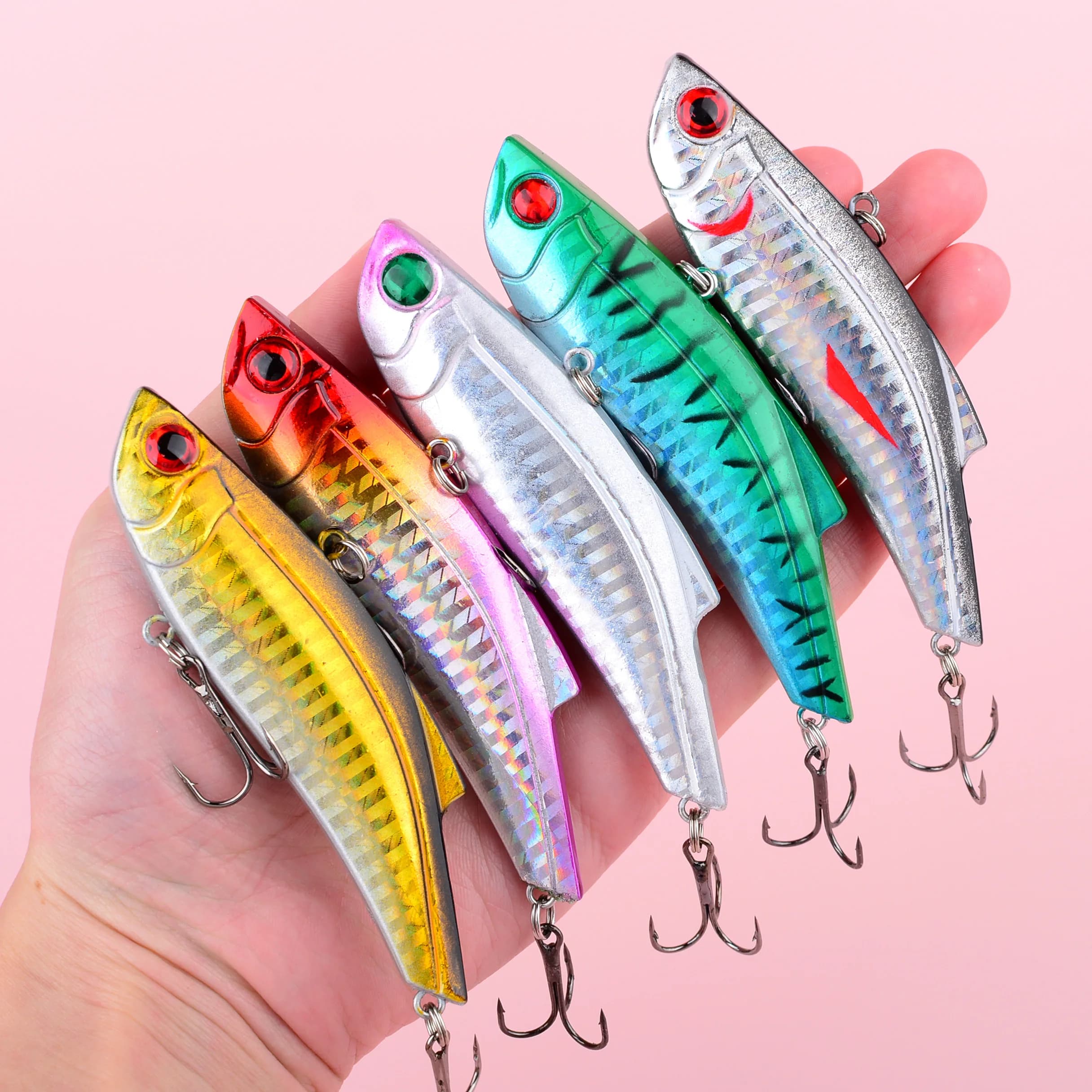 1 pz Esca Dura da Pesca a Lancio Lungo Rattlin 9cm 28g, Esca Affondante VIB Invernale con Amo Rattlin, Esche Vibranti a Matita