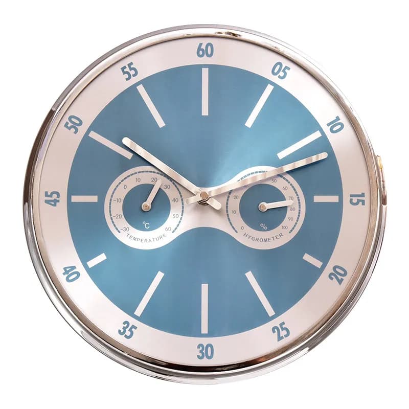 Temperature and humidity living room wall clock, simple wall clock, decorative quartz clock