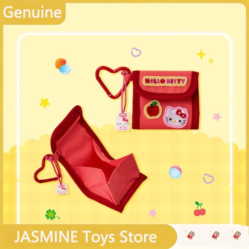 Genuine Sanrio Hello Kitty Gashapon Mini Coin Purse With Heart Carabiner Keychain Portable Storage Pouch Ita Cute Bag Accessory