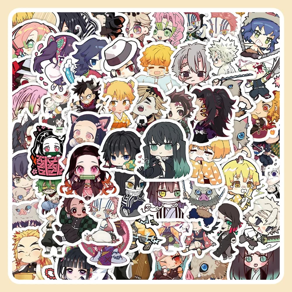 60 pieces cute cartoon Anime Demon Slayer stickers anime decoration laptop phone suitcase label for notebook sticker