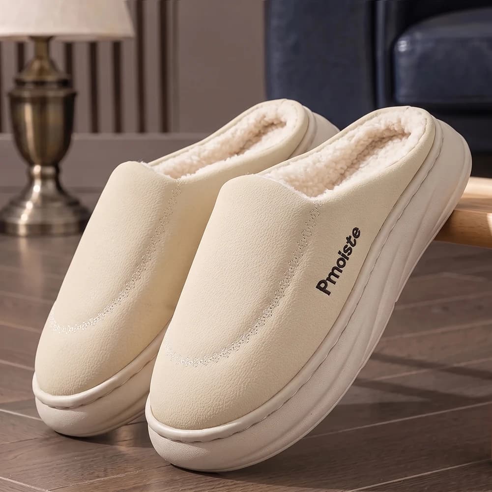 Wide last women's arch support embroidered slippers EVA thick sole PU upper soft and comfortable memory foam pad indoor shoes