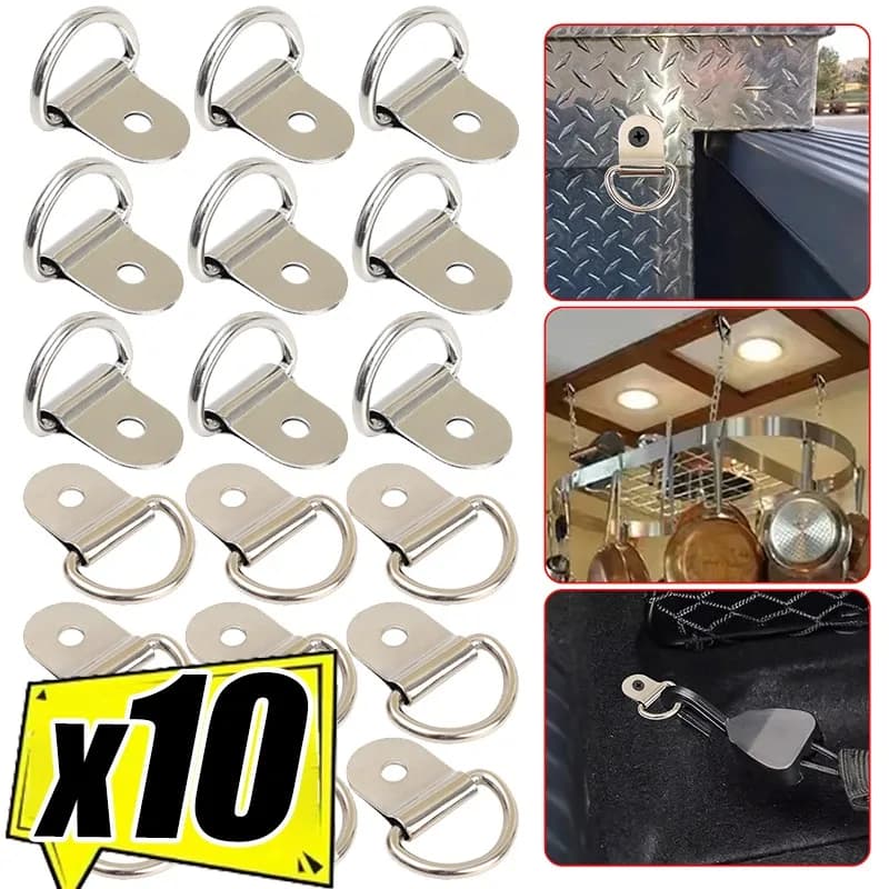 10PCS D-Rings Tie Imbottiture Ancoraggi Anello Auto Pull Gancio Anello di ancoraggio Carico Misura per Auto Barca Cargo Rimorchio Veicoli RV Van Accessori