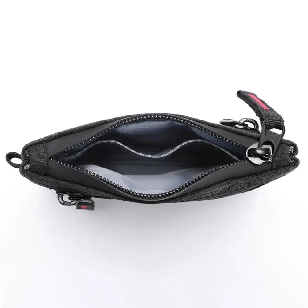 Portafoglio Multifunzione Portatile da Uomo con Cerniera Antifurto, Porta Carte di Credito RFID, Portachiavi, Moschettone e Portamonete in Nylon per Uso Quotidiano