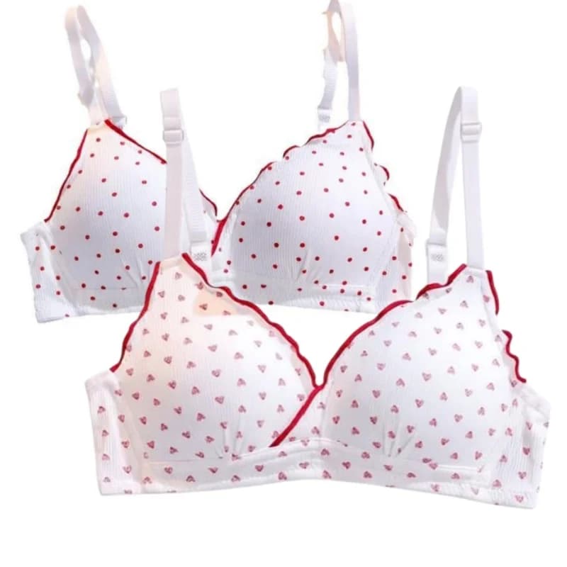 Simpatico set reggiseno senza fili, comodo reggiseno a triangolo in morbido cotone, lingerie push-up senza ferretto per ragazze adolescenti