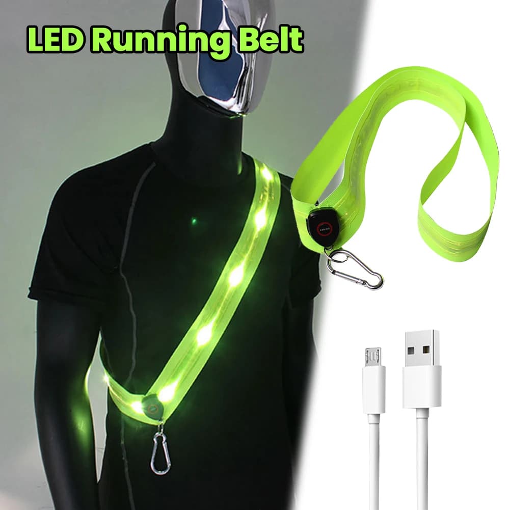 Luminous LED Belt Rechargeable with Lighted Shoulders for Men and Women, Night Safety Equipment for Hiking, Jogging and Walking
