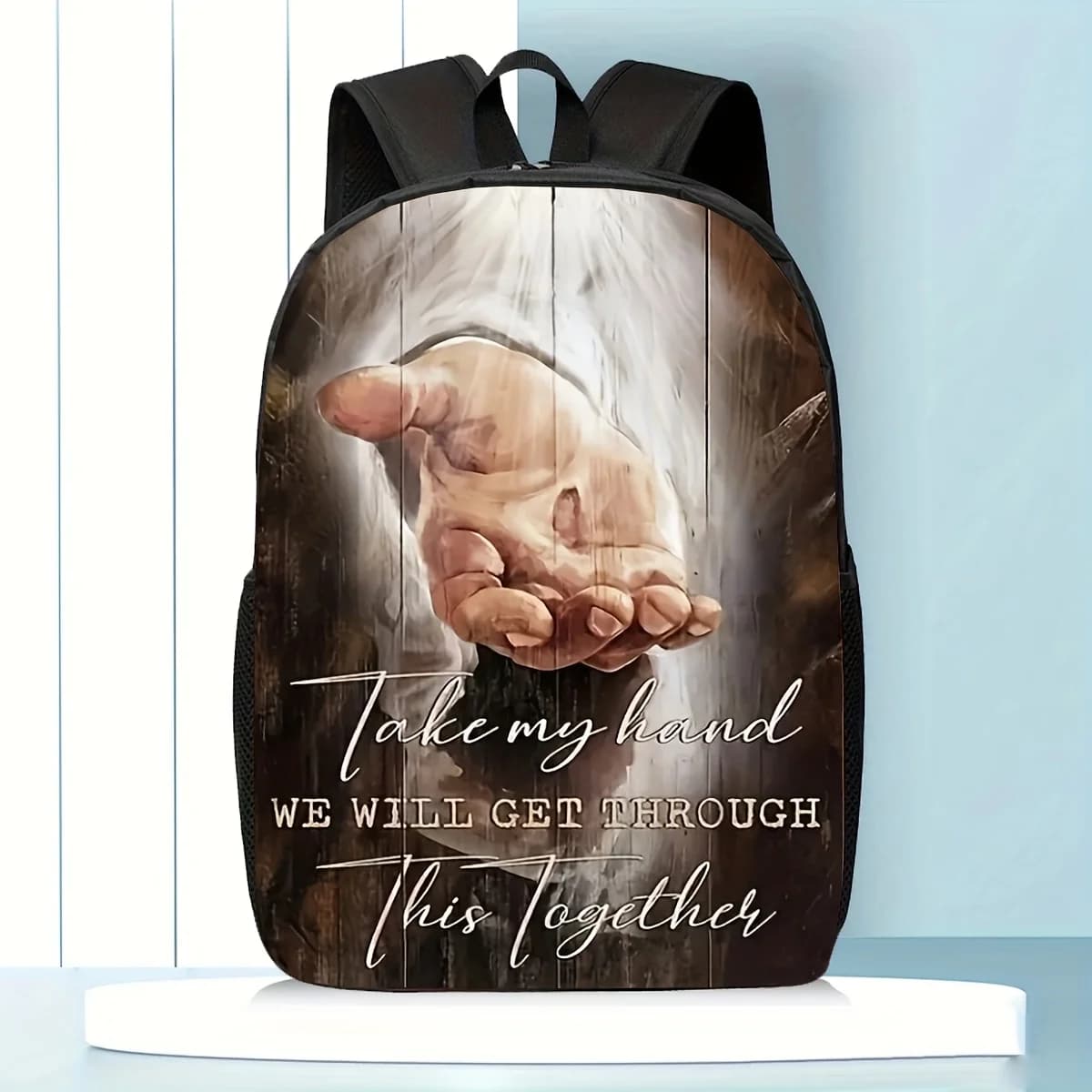 Prayer Backpack Inspired by Jesus - Great Capacity 17 Liters, Lightweight and Resistant, School Bag with Adjustable Shoulder