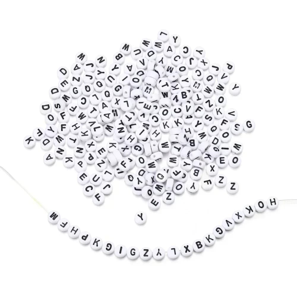 100-500 pieces of colored acrylic beads with letters, flat round flat beads for jewelry creation, diy accessories for bracelets and necklaces