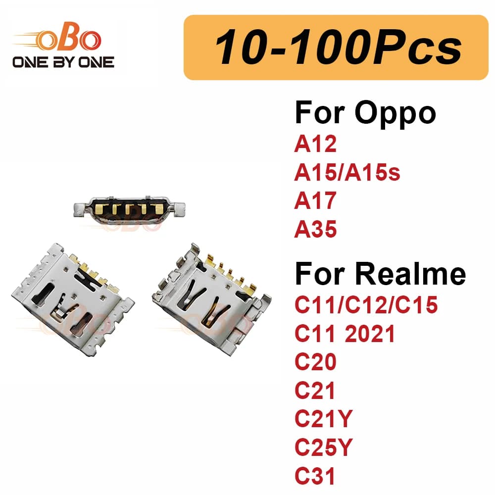 10-100 Pezzi Connettore Porta di Ricarica per Oppo A12 A15 A17 A35 Realme C11 C12 C15 C20 C21Y C25Y, Presa USB per Riparazione