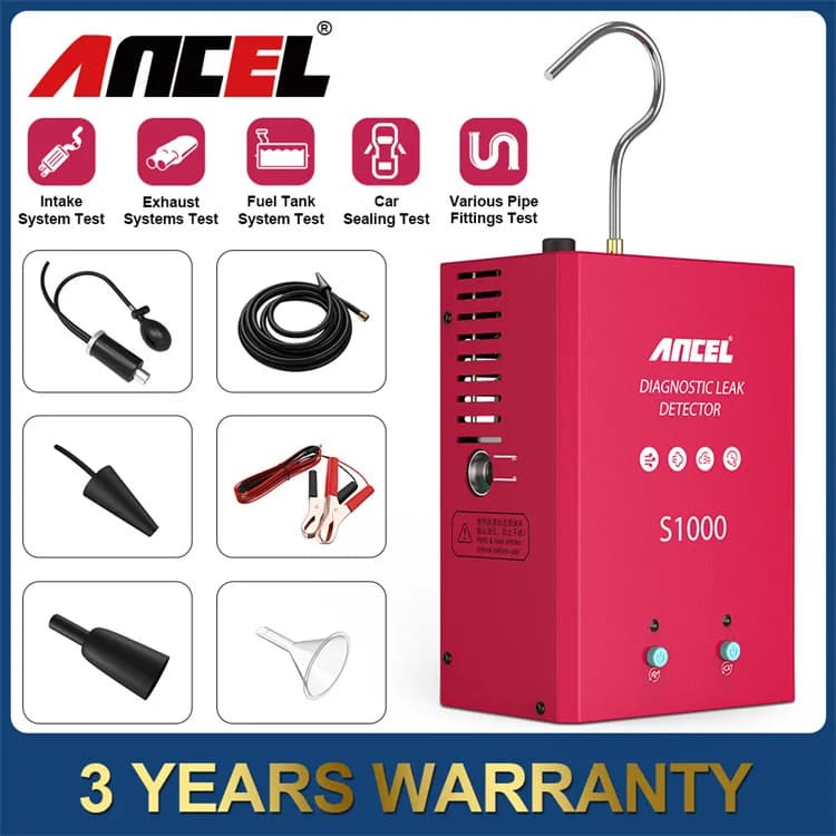 ANCEL S1000 Analizzatore di prova diagnostico per perdite di tubi per rilevatori di perdite di fumo per auto elettriche per camion Detergente per iniettori di carburante
