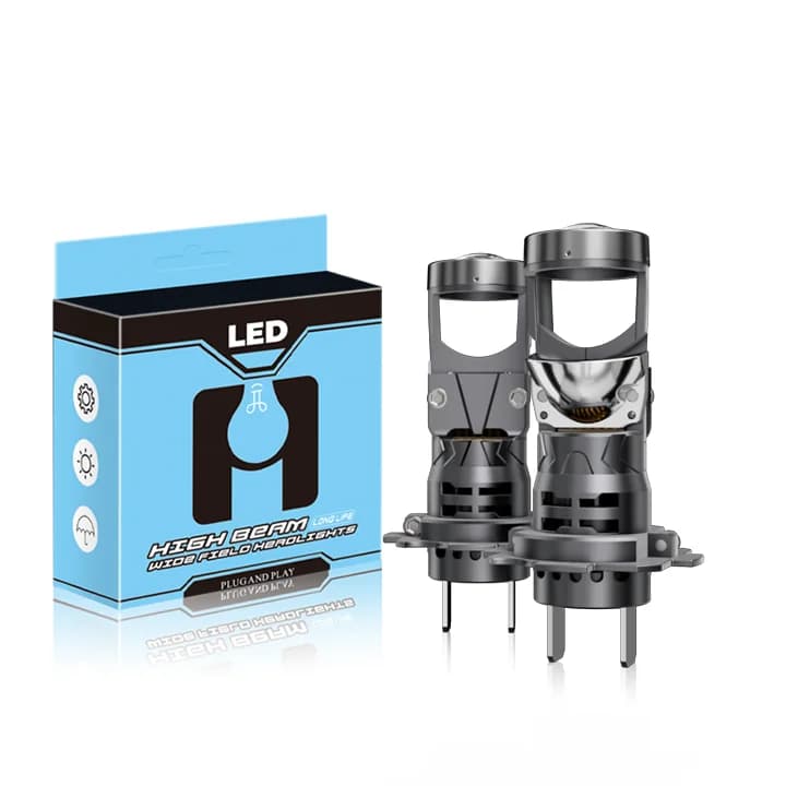 H7 LED Projector Lens Canbus 60W 12000LM Double Lens H7 Car Headlight 6000K Car Led Light Bulbs Turbo Lamp for Auto Driving
