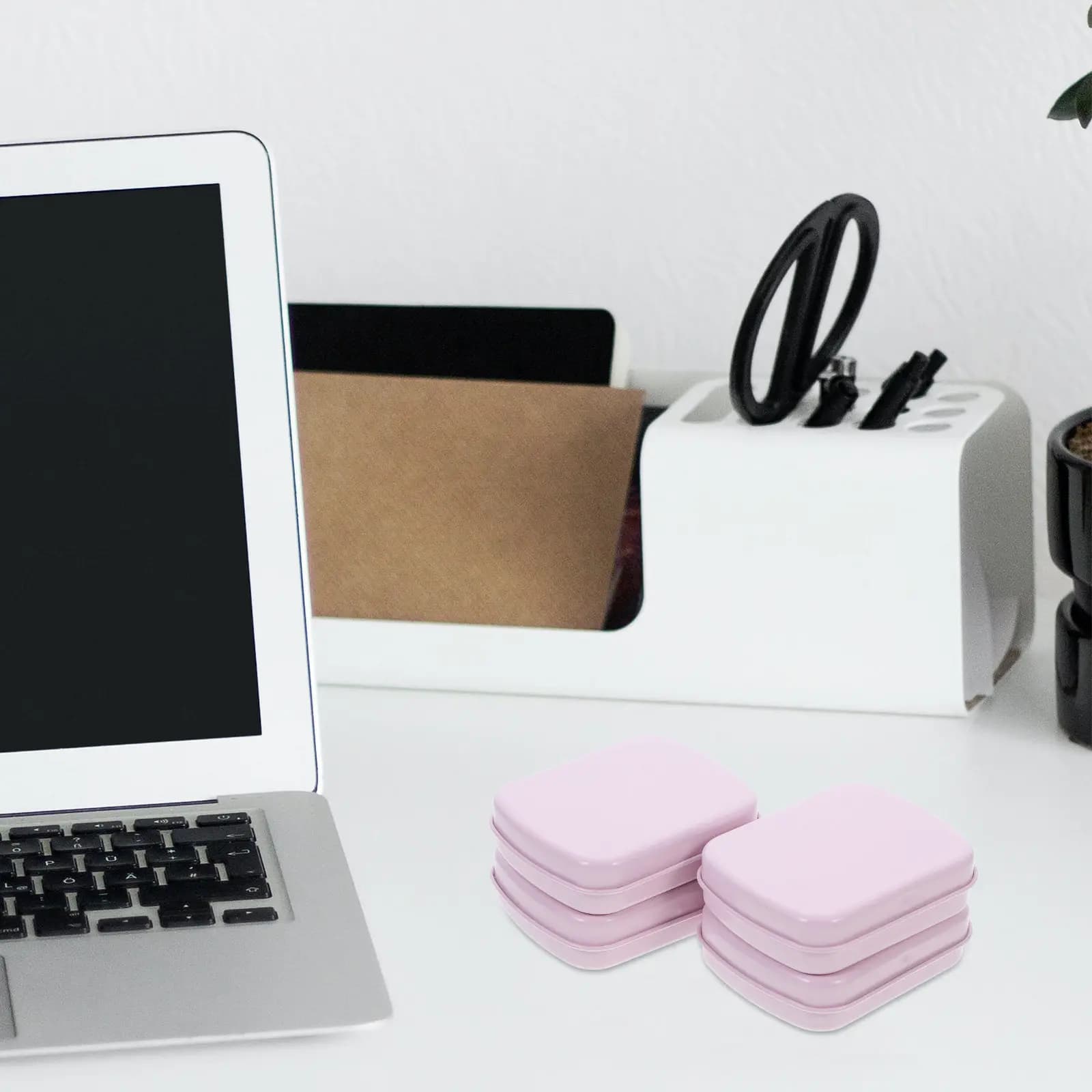 Set di 4 Piccole Scatole in Latta con Coperchio, Contenitori Metallici Rettangolari per Gioielli, Caramelle, Graffette, Organizer da Scrivania Portatile e Compatto da Viaggio