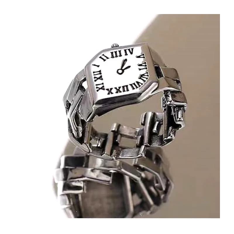 Anello Orologio da Polso, Anello di Moda Personalizzato, Anello Vintage con Numeri Romani, Anello da Donna in Argento Thai