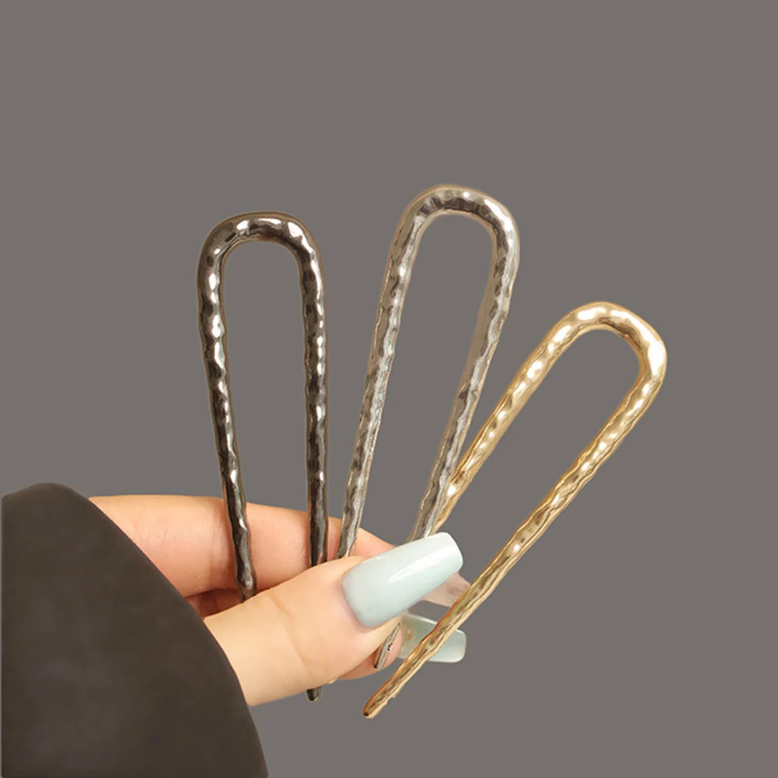 Forcina per capelli a forma di U con struttura a martello cinese, forcina per capelli lunghi e lisci, forcina di lusso per donne, ragazze e parrucchiere