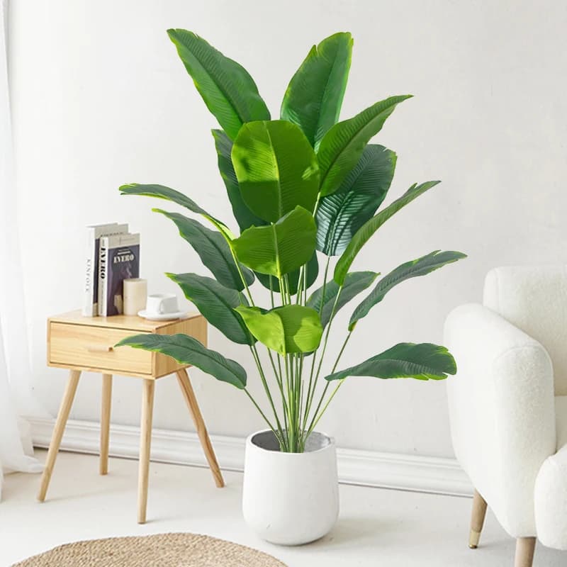 Pianta artificiale, falso banano artificiale, con foglie in plastica effetto real touch, adatta per decorazioni casa, giardino e feste H1620-14