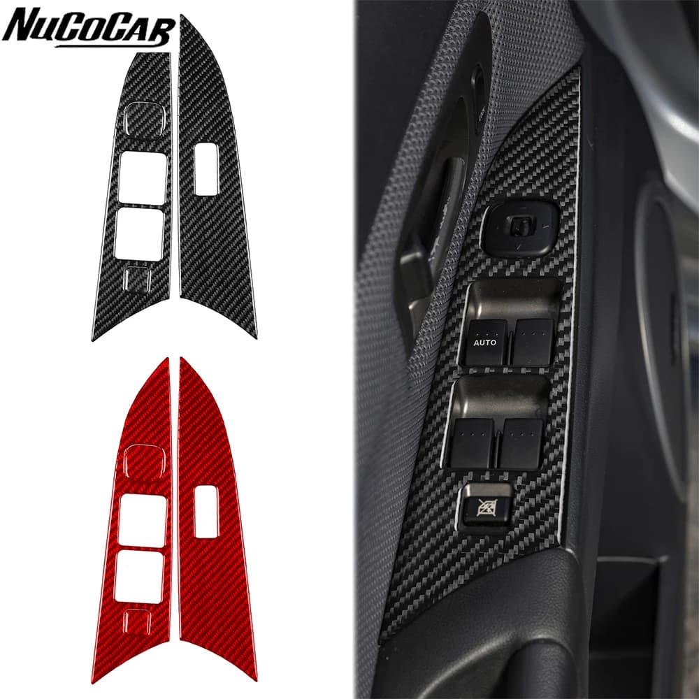 Per Mazda 3 Axela 2004-2009 In Fibra di Carbonio Porta Anteriore finestra ascensore pannello di controllo telaio Accessori Auto Interni Adesivi Decorativi
